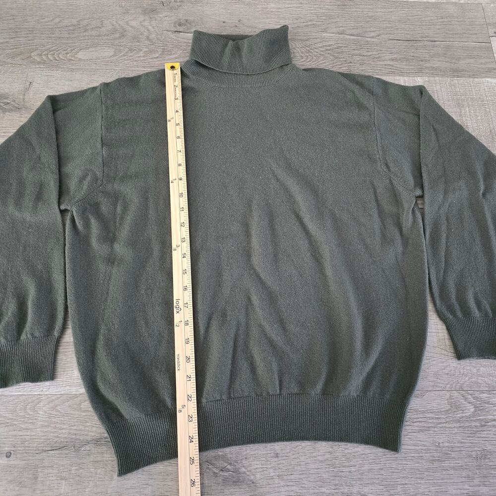 Benetton Cashmere Turtleneck Sweater Green Italy Minimalist Soft Cozy Luxury - Picture 3 of 6